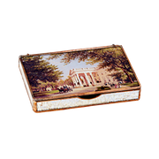 Glass decoupage box depicting a painting by artist John Ross Key-closed